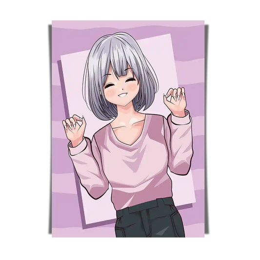 Gleeful Anime Stylish Girl - Digital Art Illustration