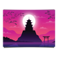 Japanese Temple Silhouette Over Bright Moon Digital Art