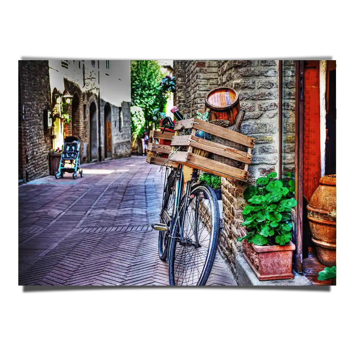 Classic Delivery Bicycle in Traditional Town Streets of Gimigano Italy