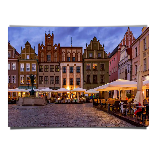 Old Market Square Shop Front and Cafes in Poznan Poland