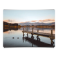 Lake Pier with Ducks and Woman Sitting with Guitar in Cromwell New Zealand