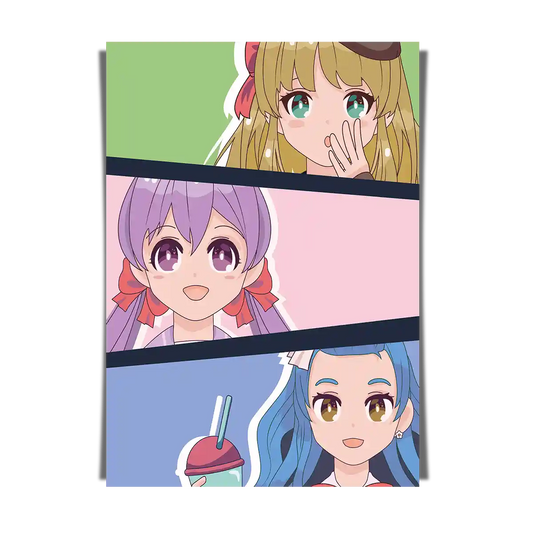 Three Girls Reaction - Anime Illustration