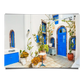 Traditional Greek White Architecture with Blue Doors and Windows in Santorini Island Greece