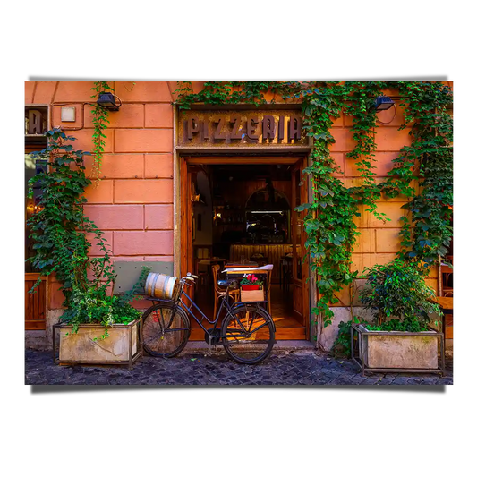 Traditional Pizzeria Shop Front with Creeper Plants