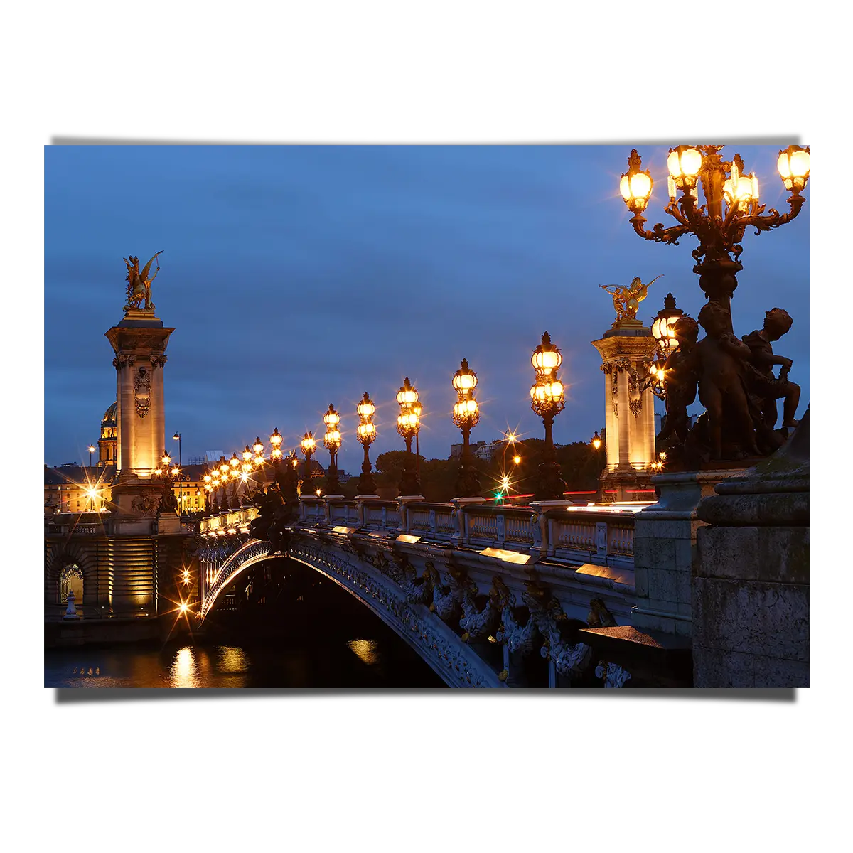 Pont Alexandre III Deck Arch Bridge Lights up at Dawn