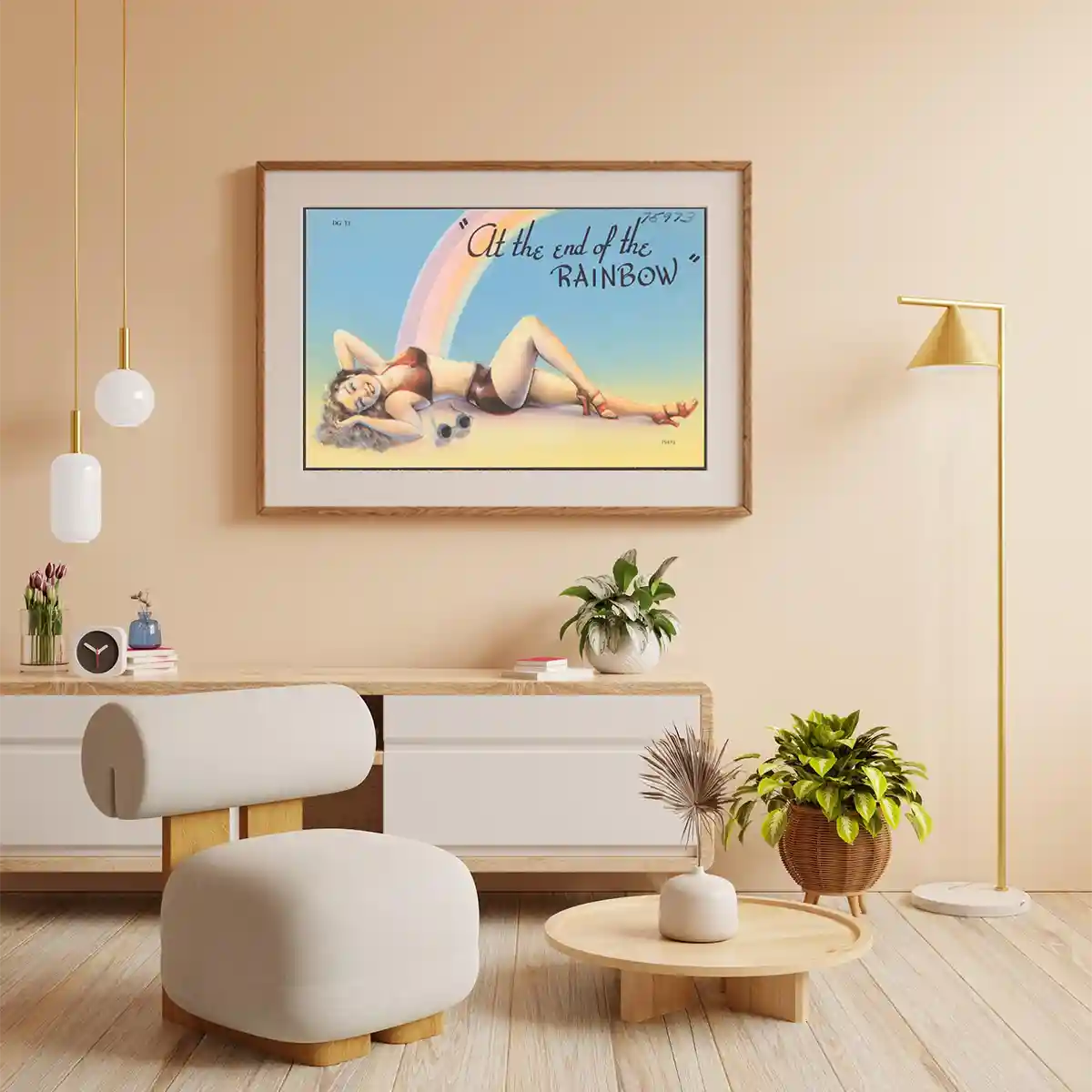 End Of The Rainbow - Classic Pin Up Girl Poster in 1940s