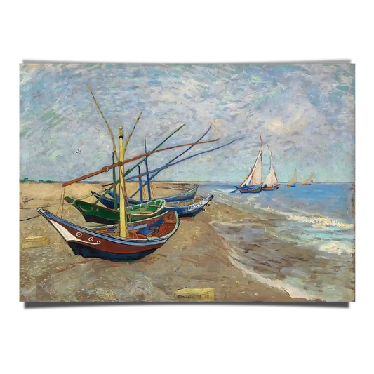 Fishing Boats on The Beach at Saintes Maries by Vincent Van Gogh 1888