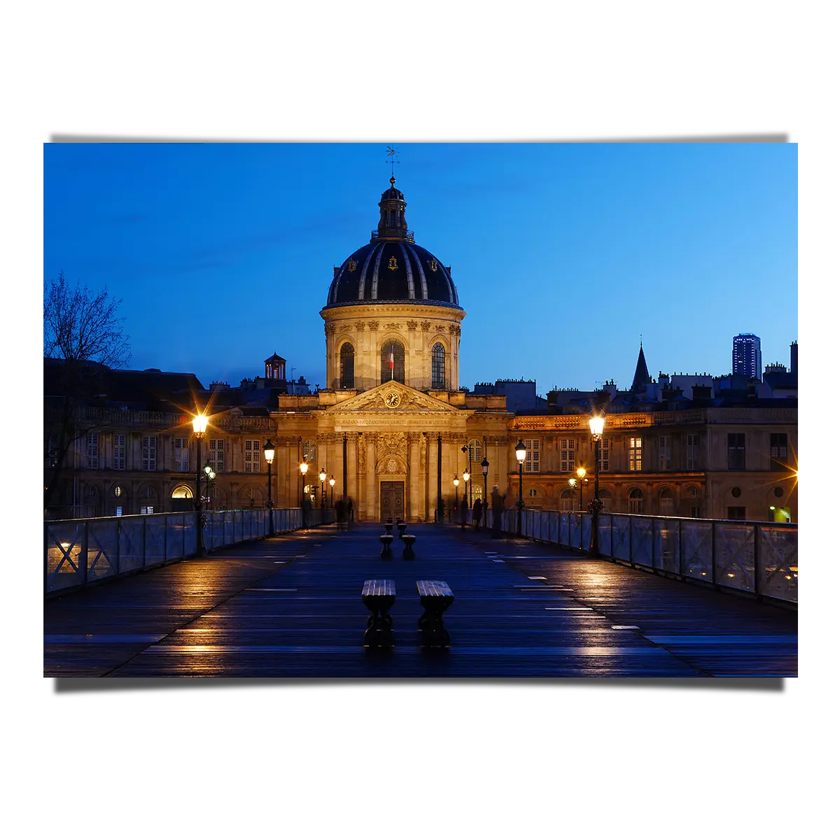 The French Academy Arts Bridge Lights up at Dawn