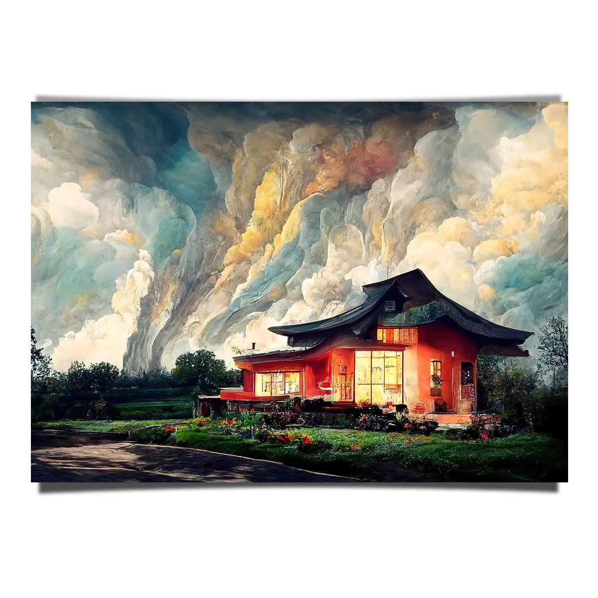 Garden House With Voluminous Clouds