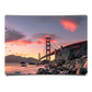 The Golden Gate Bridge Over Rock Formation on Sunset in San Francisco California