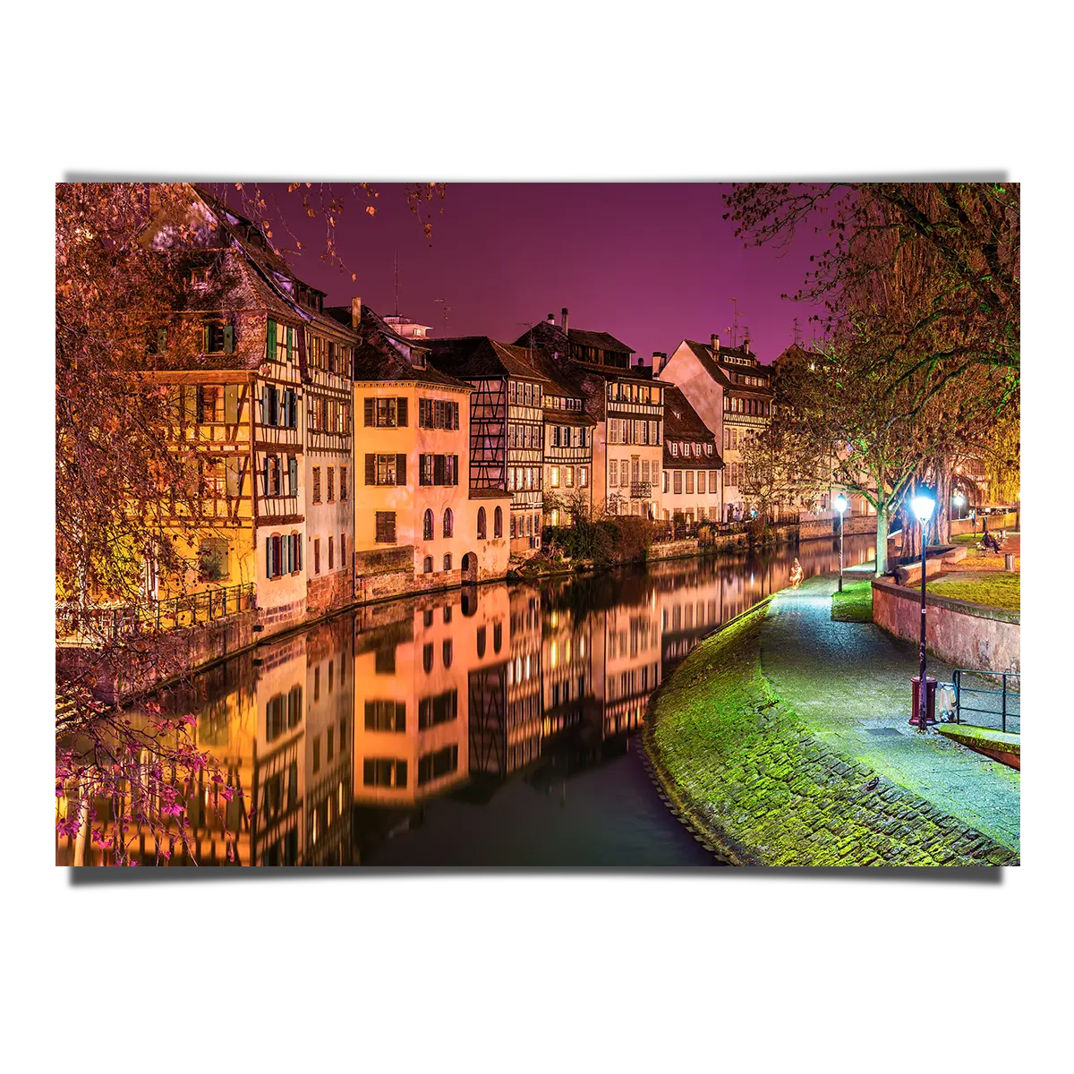 Traditional Houses Reflecting over the Ill River in Petite France