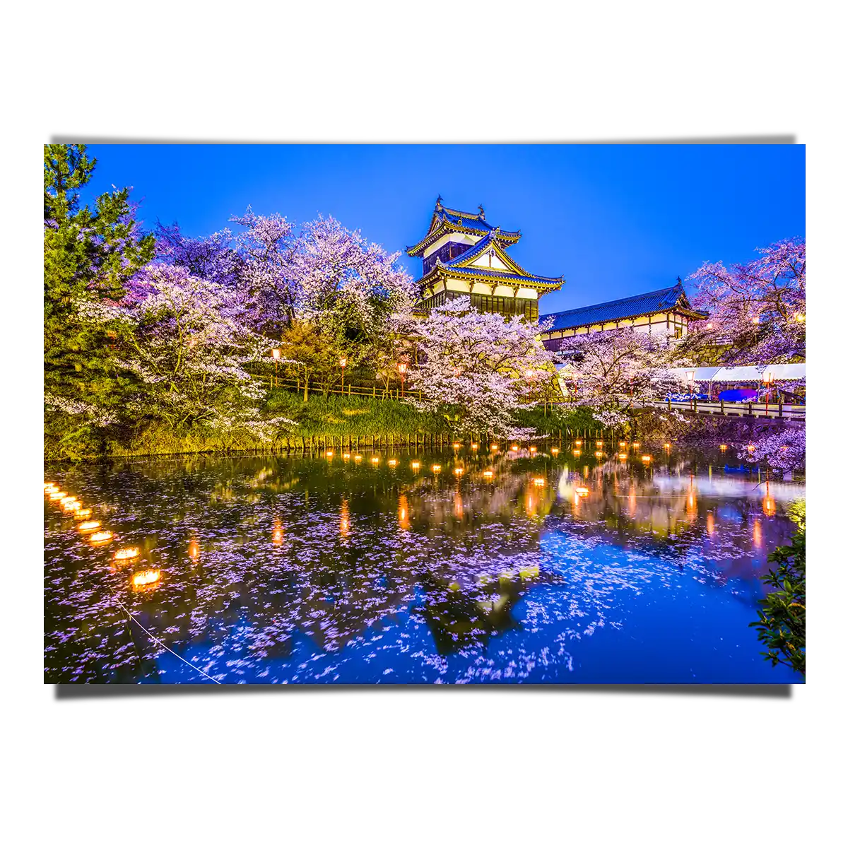 Koriyama Castle in Bright Cherry Blossom Trees Reflecting in Waters Nara-japan-castle