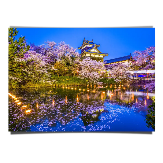 Koriyama Castle in Bright Cherry Blossom Trees Reflecting in Waters Nara-japan-castle