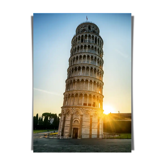 The Leaning Tower of Pisa on Sunset