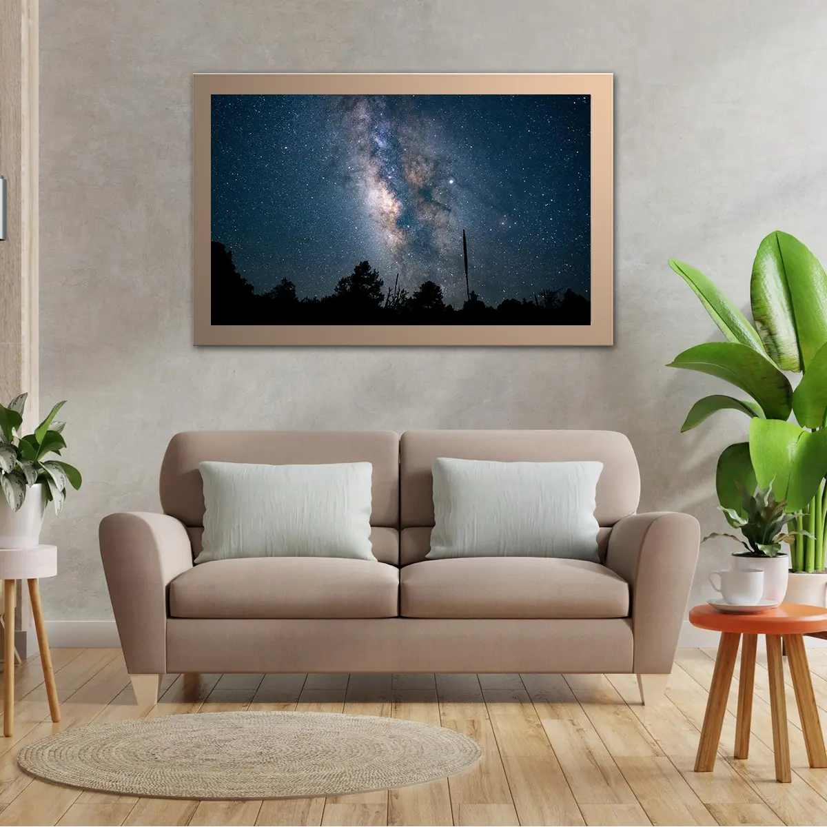 Low Angle Shot Forest Blue Starry Night
