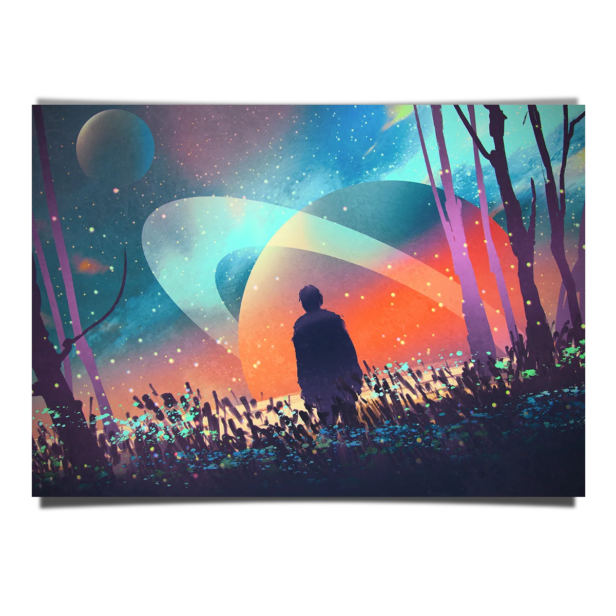 Man Standing Alone In Forest