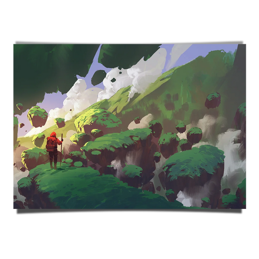 Man Walks On Floating Rock