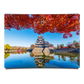 Matsumoto Castle with Maple Leaves at Autumn Reflecting on Water in Nagano Japan