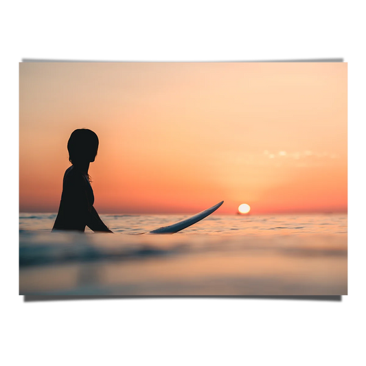 Ocean Surfer With Breathtaking Sunset View