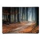 What Lies Ahead The Misty Forest Track Covered with Autumn Leaves