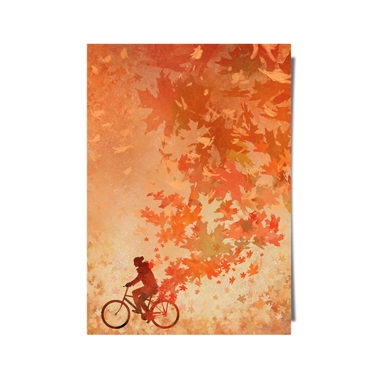 Silhouette Man With Falling Autumn Leaves