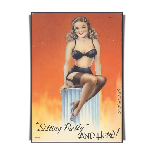 Sitting Pretty - Classic Pin Up Girl Poster in 1940s