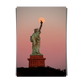 The Statue of Liberty on Sunset Over Full Moon