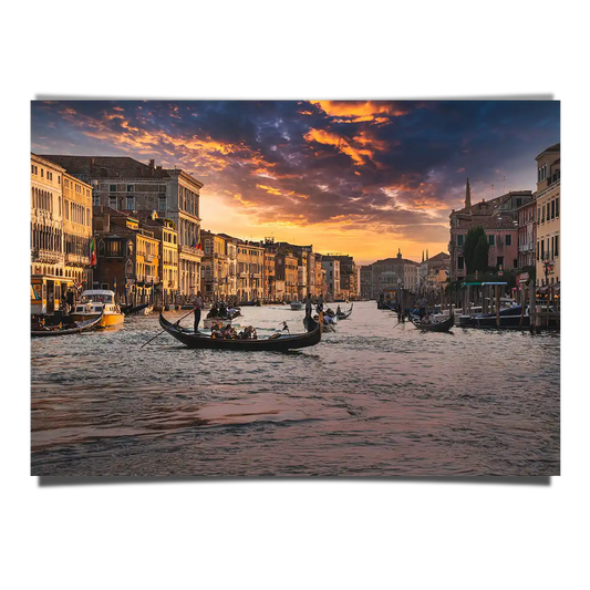 Traditional Gondolas in Grand Canal of Venice Italy