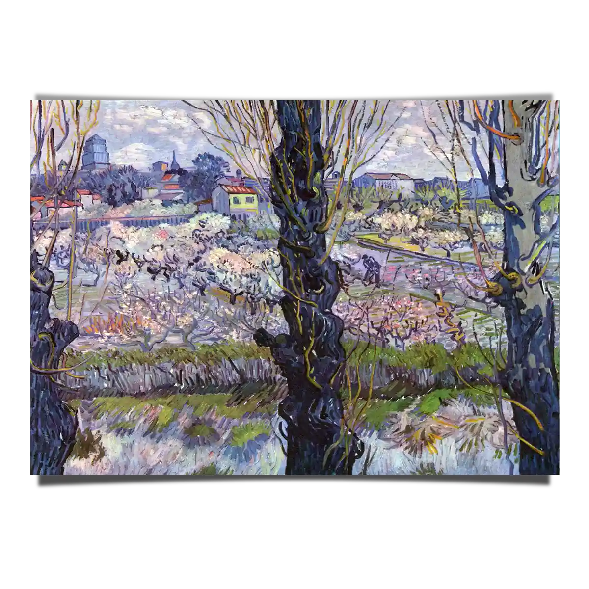 View of Arles Flowering Orchard by Vincent Van Gogh 1889