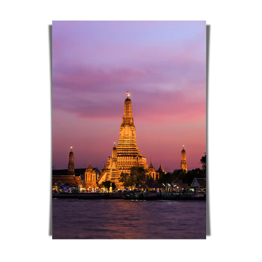 Wat Arun Temple Under the Red Sunset Skies in Bangkok Thailand - Portrait