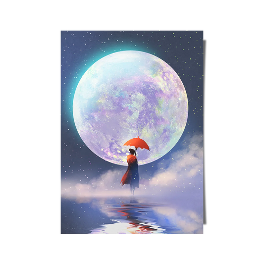 Woman Standing Against The Moon