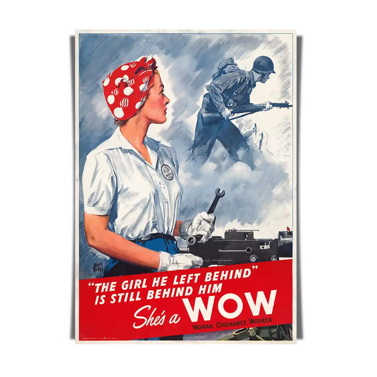 Women Ordinance Worker In Red Scarf