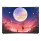 Young Woman And Dog On A Beautiful Night